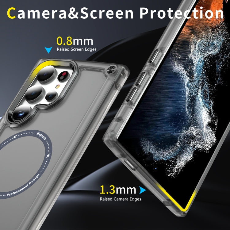 Samsung Galaxy S24 Ultra 5G case made of TPU and PC materials, featuring a sleek design with MagSafe magnetic charging support.